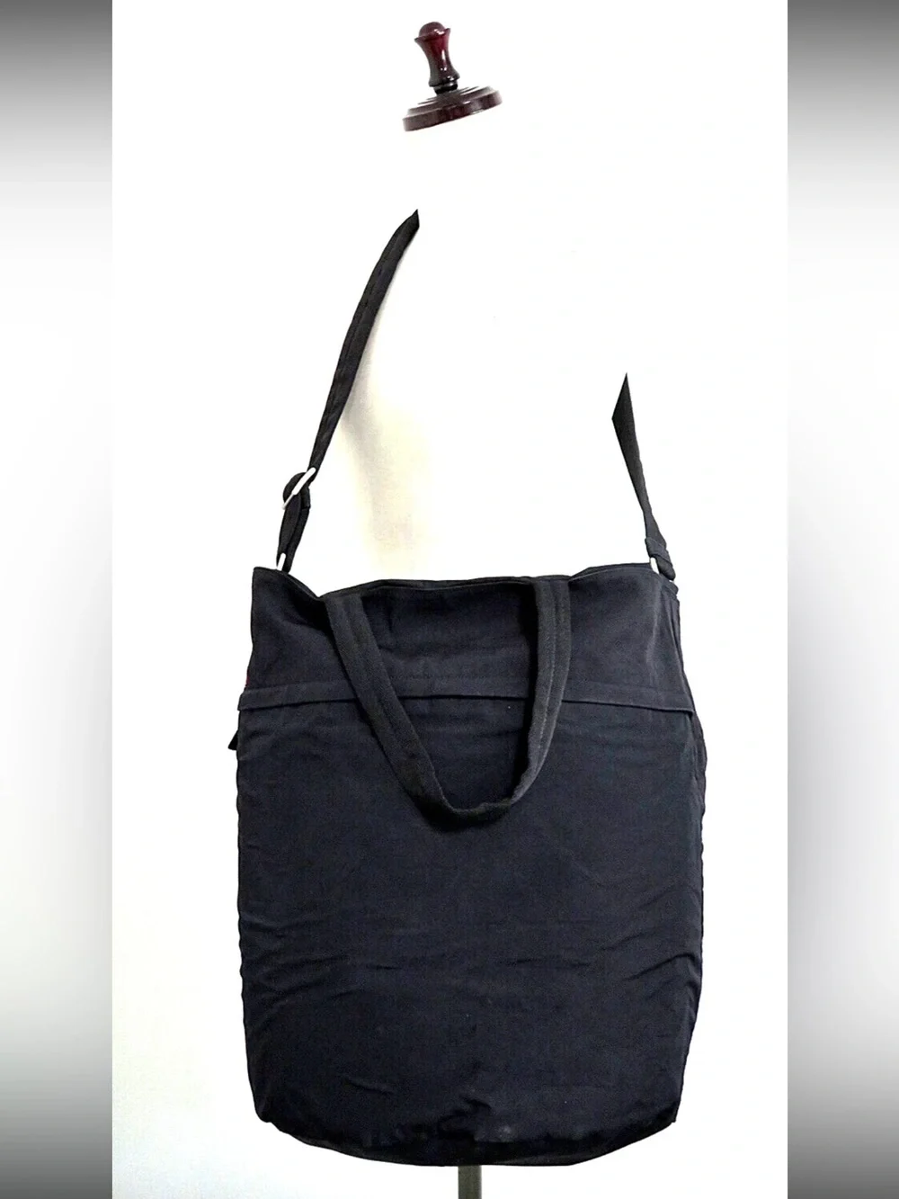 Prada Black Canvas Duffel Tote with Adjustable Strap